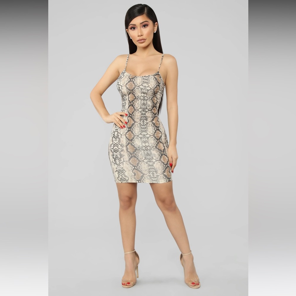 Fashion Nova Snake print mini dress size XL color snake Brn/blk